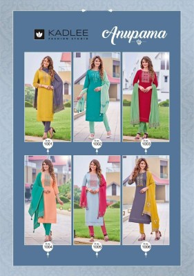 Anupma by Kadlee Silk embroidered soft cotton kurti catalogue at affordable rate kurtis catalogs