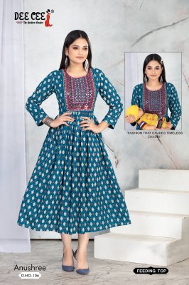 Anushree by Deecee Rayon printed flared feeding kurti collection at affordable rate kurtis catalogs