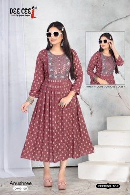 Anushree by Deecee Rayon printed flared feeding kurti collection at affordable rate kurtis catalogs