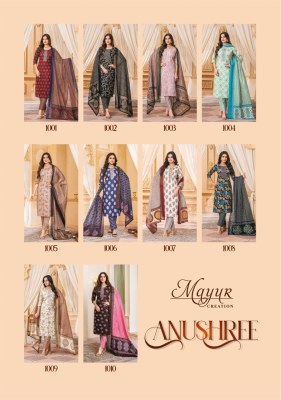 Anushree vol 1 by Mayur Purfe Cotton printed embroidered readymade suit catalogue at affordable rate readymade suit catalogs