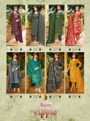 Apple by Master Premium exclusive Capsule printed Kurti  pant and dupatta collection readymade suit catalogs