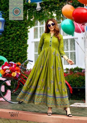 Aradhna riwaaz vol 6 rayon printed long gown stylish anarkali Kurti catalogue  kurtis catalogs