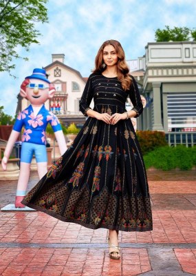 Aradhna riwaaz vol 6 rayon printed long gown stylish anarkali Kurti catalogue  kurtis catalogs