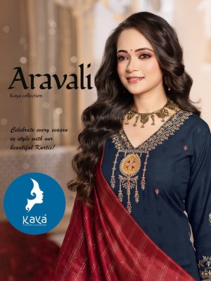 Aravali by Kaya 3 piece suit with neck work pattern in amavi expo  wholesale catalogs