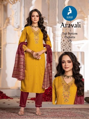 Aravali by Kaya 3 piece suit with neck work pattern in amavi expo  readymade suit catalogs