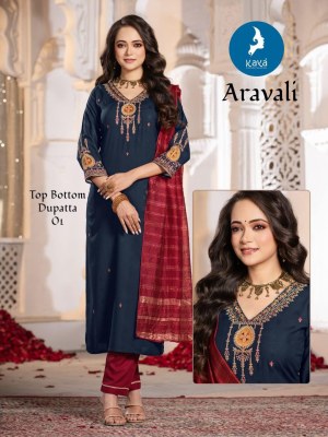 Aravali by Kaya 3 piece suit with neck work pattern in amavi expo  readymade suit catalogs