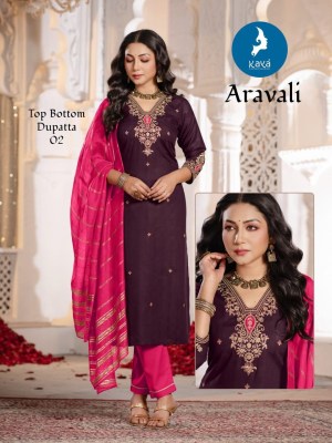 Aravali by Kaya 3 piece suit with neck work pattern in amavi expo  readymade suit catalogs