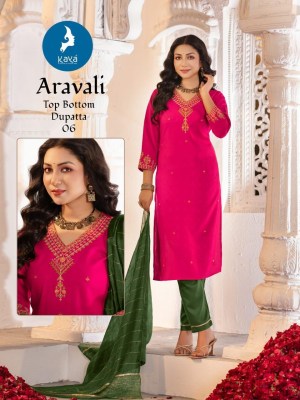 Aravali by Kaya 3 piece suit with neck work pattern in amavi expo  readymade suit catalogs