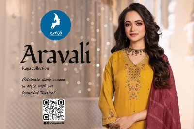 Aravali by Kaya 3 piece suit with neck work pattern in amavi expo  readymade suit catalogs