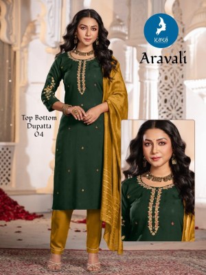 Aravali by Kaya 3 piece suit with neck work pattern in amavi expo  readymade suit catalogs