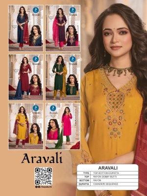 Aravali by Kaya 3 piece suit with neck work pattern in amavi expo  readymade suit catalogs