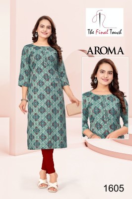 Aroma fashion by R R fashion reyon printed stright kurti catalogue at affordable rate kurtis catalogs