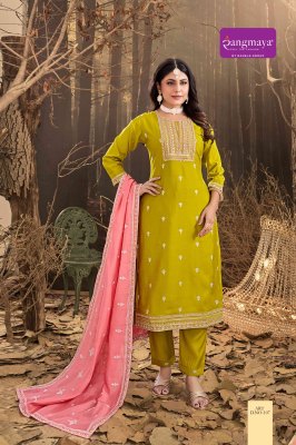 Art by Rangmaya designer roman kurti pant and dupatta catalogue at affordable rate readymade suit catalogs