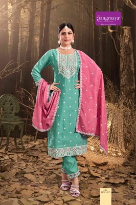 Art by Rangmaya designer roman kurti pant and dupatta catalogue at affordable rate readymade suit catalogs