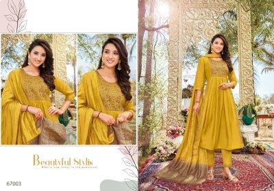 Artio by kapil trendz has luanched spring roll nyra cut kurti with pant and dupatta set at wholesale rate kurtis catalogs