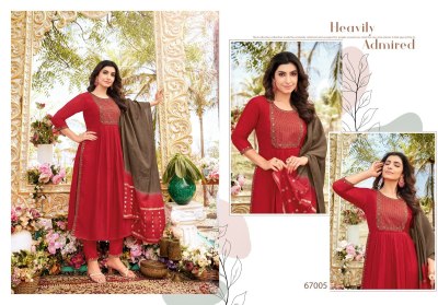 Artio by kapil trendz has luanched spring roll nyra cut kurti with pant and dupatta set at wholesale rate kurtis catalogs