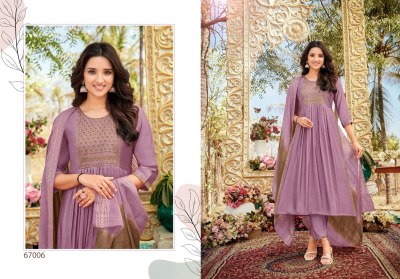 Artio by kapil trendz has luanched spring roll nyra cut kurti with pant and dupatta set at wholesale rate kurtis catalogs