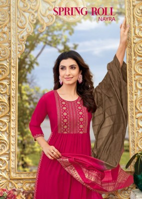 Artio by kapil trendz has luanched spring roll nyra cut kurti with pant and dupatta set at wholesale rate kurtis catalogs