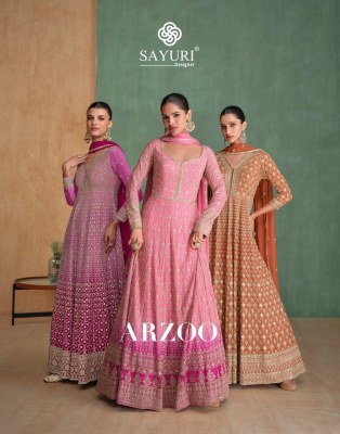 Arzoo by Sayuri Designer Real Georgette Chinon Silk Embroidered Gown and dupatta catalogue at wholesale rate wholesale catalogs