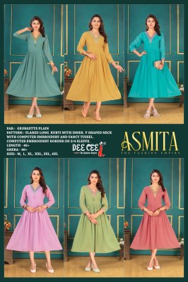 Asmita by Deecee Flared Long embroidered Kurti collection at low price  kurtis catalogs