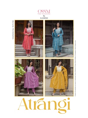 Atrangi by OSSM Heavy Embroidered Fancy Flair Kurta Pant and dupatta catalogue at wholesale rate readymade suit catalogs