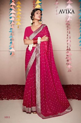 Avika by Stavan Heavy Weightless With Border fancy saree with blouse collection Womens