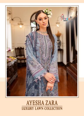 Ayesha Zara luxury lawn collection by shree fab embroidered dress material catalogue Shree fab