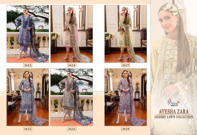 Ayesha Zara luxury lawn collection by shree fab embroidered dress material catalogue salwar kameez catalogs