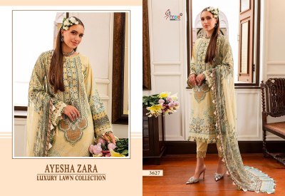 Ayesha Zara luxury lawn collection by shree fab embroidered dress material catalogue salwar kameez catalogs