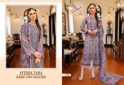 Ayesha Zara luxury lawn collection by shree fab embroidered dress material catalogue salwar kameez catalogs