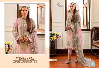 Ayesha Zara luxury lawn collection by shree fab embroidered dress material catalogue salwar kameez catalogs