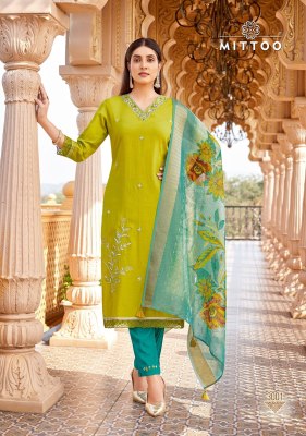 Ayushi by Mittoo Viscose thread Viscorse hand work top bottom and dupatta catalogue at low rate readymade suit catalogs