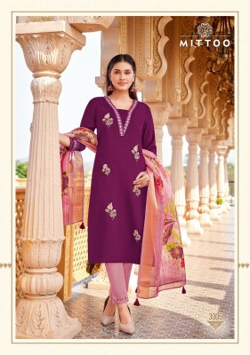 Ayushi by Mittoo Viscose thread Viscorse hand work top bottom and dupatta catalogue at low rate readymade suit catalogs