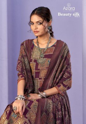 Azara Beauty Silk Vol 3 Unstitched Premium Modal Muslin Suit Set Foil And Handwork  Diamond Pant And Latkan Box Pallu Dupatta Wholesale dress material catalogs
