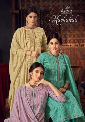 Azara by Mashakali cotton print with embroidered work unstitched dress material catalogue at low rate Azara