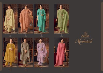 Azara by Mashakali cotton print with embroidered work unstitched dress material catalogue at low rate salwar kameez catalogs