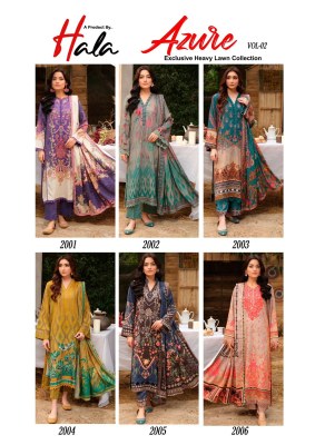 Azure vol 2 by Hala Pure Lawn Cotton Karachi Printed dress material collection with low rate salwar kameez catalogs