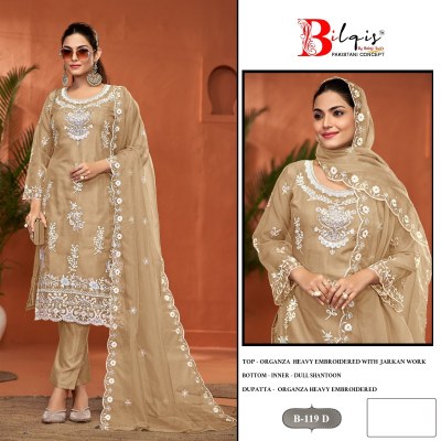 B119 A to D by Bilqistm Organza heavy Embroidered Pakistani suit catalogue at wholesale rate   pakistani suit catalogs