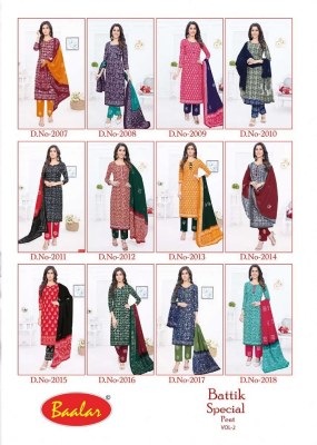 Baalar by Battik special pent vol 2 cotton unstitched dress material catalogue at low rate readymade suit catalogs