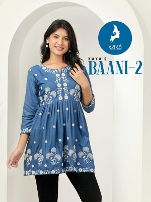 Baani 2 by Kaya reyon with work short fancy short top catalogue at affordable rate Kaya kurti