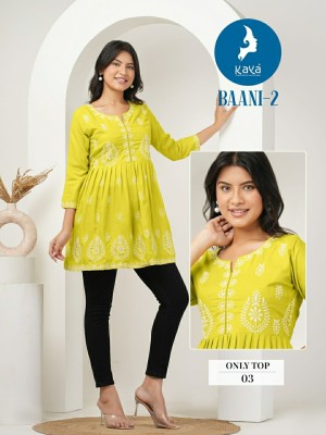 Baani 2 by Kaya reyon with work short fancy short top catalogue at affordable rate western wear catalogs