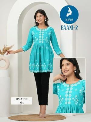 Baani 2 by Kaya reyon with work short fancy short top catalogue at affordable rate western wear catalogs