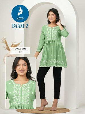 Baani 2 by Kaya reyon with work short fancy short top catalogue at affordable rate western wear catalogs