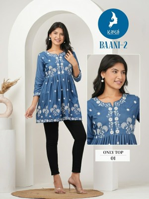 Baani 2 by Kaya reyon with work short fancy short top catalogue at affordable rate western wear catalogs