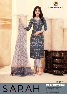 Bahula by Sara cotton printed readymade kurti pant and dupatta catalogue at affordable rate readymade suit catalogs