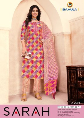 Bahula by Sara cotton printed readymade kurti pant and dupatta catalogue at affordable rate readymade suit catalogs