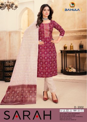 Bahula by Sara cotton printed readymade kurti pant and dupatta catalogue at affordable rate readymade suit catalogs