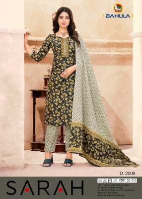 Bahula by Sara cotton printed readymade kurti pant and dupatta catalogue at affordable rate readymade suit catalogs