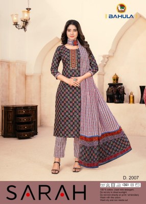 Bahula by Sara cotton printed readymade kurti pant and dupatta catalogue at affordable rate readymade suit catalogs