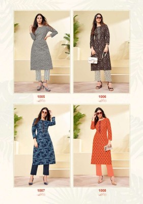 Balaji Cotton Naishaa vol 1 Embroidery  work cotton Kurti with pants set wholesale Kurti catalogue  kurtis catalogs